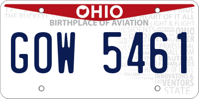 OH license plate GOW5461