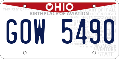 OH license plate GOW5490