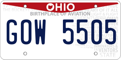 OH license plate GOW5505