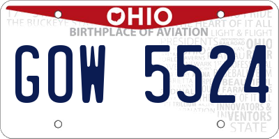 OH license plate GOW5524