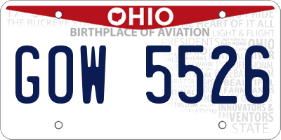 OH license plate GOW5526