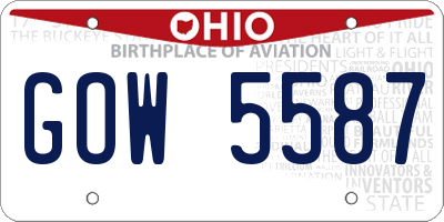 OH license plate GOW5587