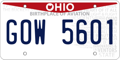 OH license plate GOW5601