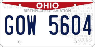 OH license plate GOW5604