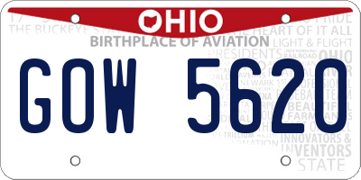 OH license plate GOW5620