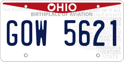 OH license plate GOW5621