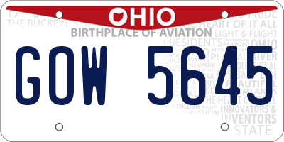 OH license plate GOW5645