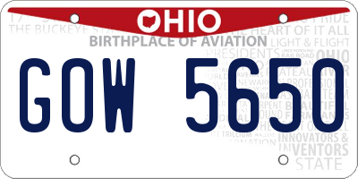 OH license plate GOW5650