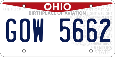 OH license plate GOW5662