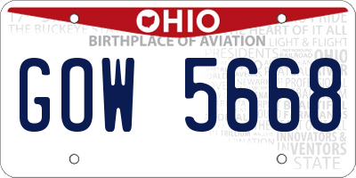 OH license plate GOW5668