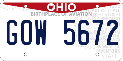 OH license plate GOW5672