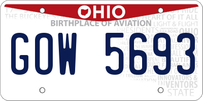 OH license plate GOW5693