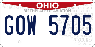 OH license plate GOW5705