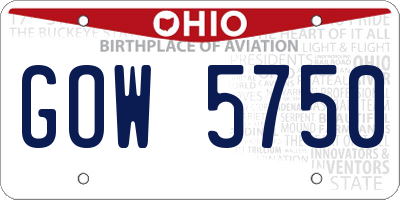OH license plate GOW5750