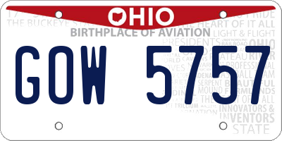 OH license plate GOW5757