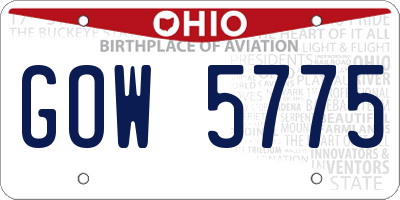 OH license plate GOW5775