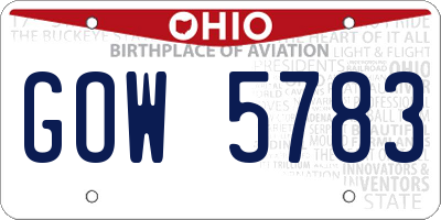 OH license plate GOW5783