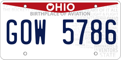 OH license plate GOW5786