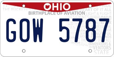 OH license plate GOW5787