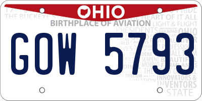 OH license plate GOW5793