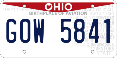 OH license plate GOW5841