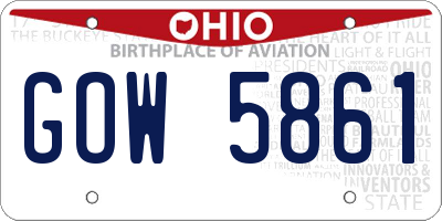 OH license plate GOW5861