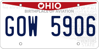 OH license plate GOW5906