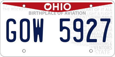 OH license plate GOW5927