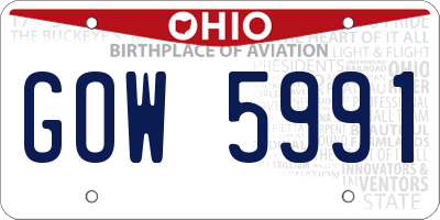 OH license plate GOW5991