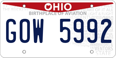 OH license plate GOW5992