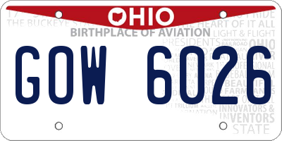 OH license plate GOW6026