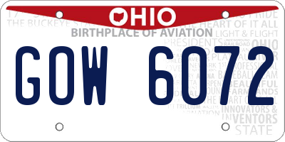 OH license plate GOW6072