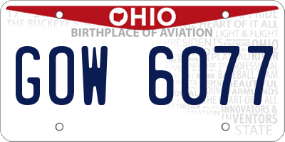 OH license plate GOW6077