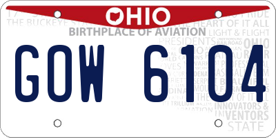 OH license plate GOW6104