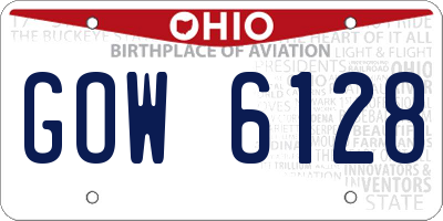 OH license plate GOW6128