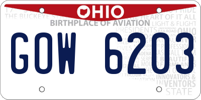 OH license plate GOW6203