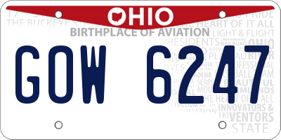 OH license plate GOW6247