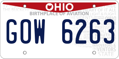 OH license plate GOW6263