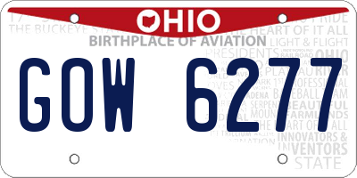 OH license plate GOW6277