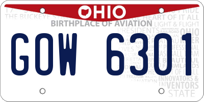 OH license plate GOW6301