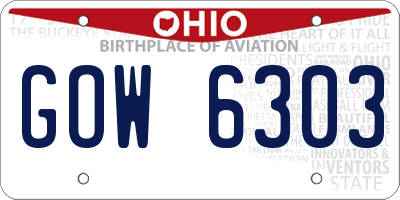 OH license plate GOW6303