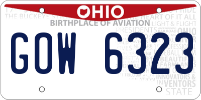 OH license plate GOW6323