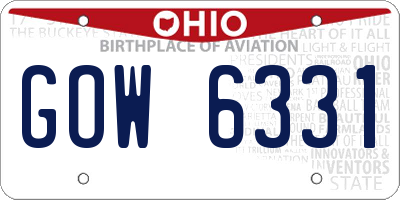OH license plate GOW6331
