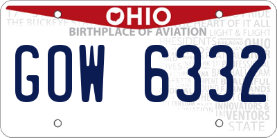 OH license plate GOW6332