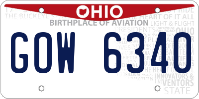 OH license plate GOW6340