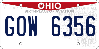 OH license plate GOW6356