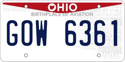 OH license plate GOW6361