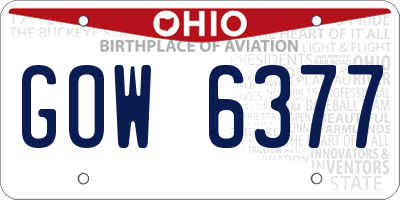 OH license plate GOW6377