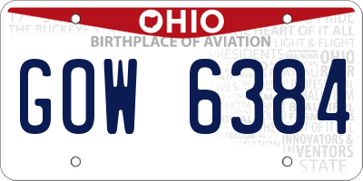 OH license plate GOW6384