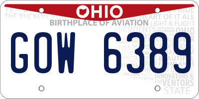 OH license plate GOW6389